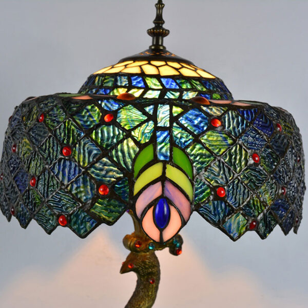 Glass beads peacock lamp
