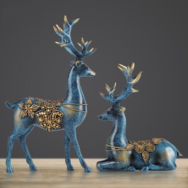 Lovers deer resin craftwork (blue) - Image 2