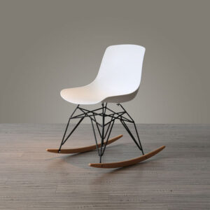 Rocking Chair – Wooden Base – PVC Seat (White)