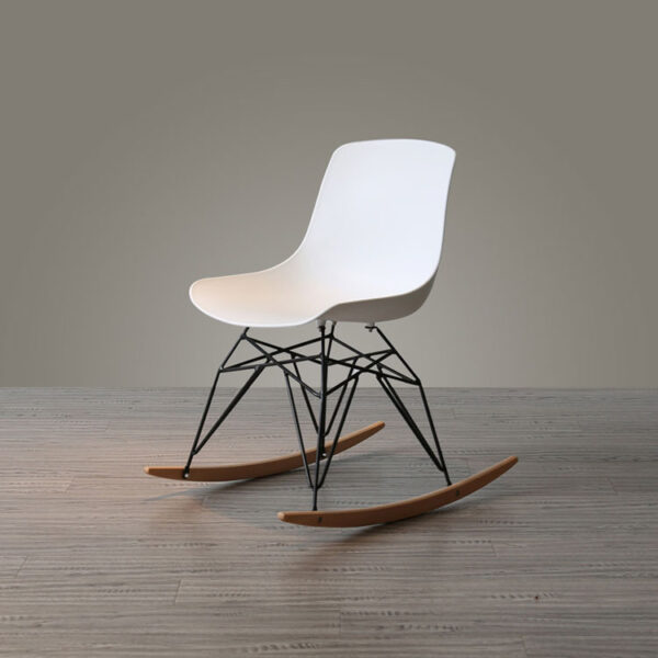 Rocking Chair – Wooden Base – PVC Seat (White)