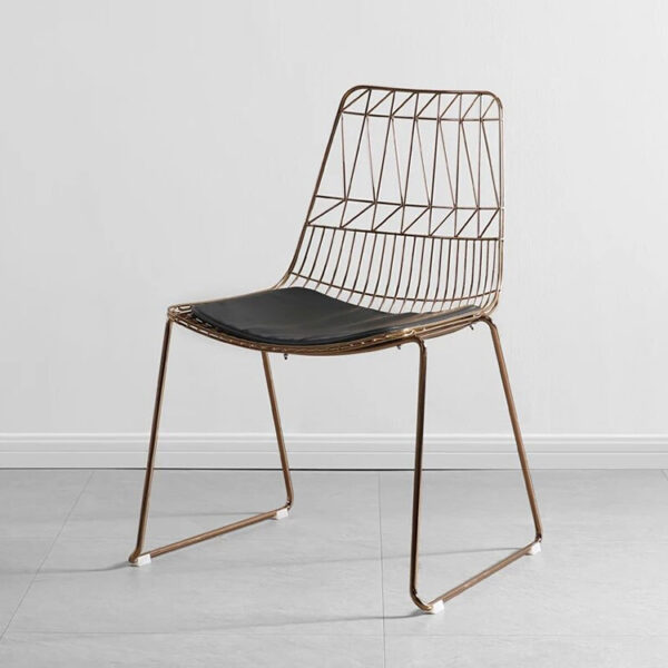 Iron modern metal stacking wire chair (Black) - Image 2
