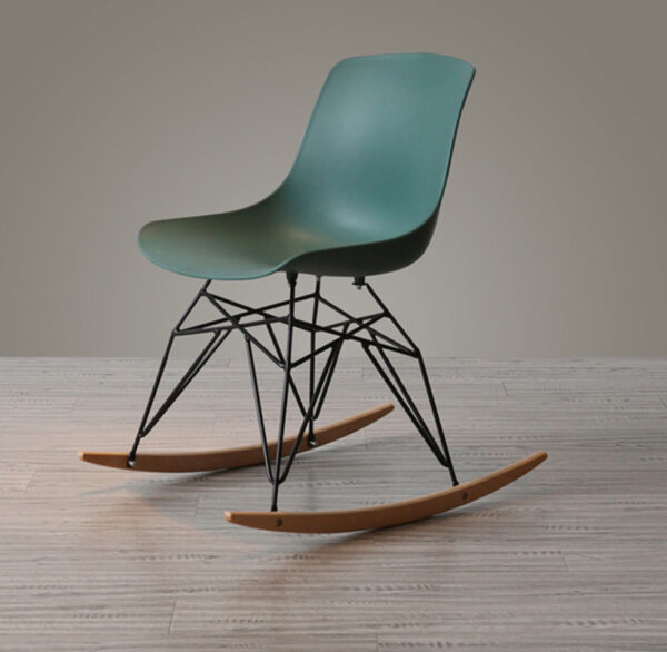 Rocking Chair – Wooden Base – PVC Seat (White) - Image 2