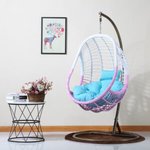 Garden Hanging Chair Rattan (Pink + White)
