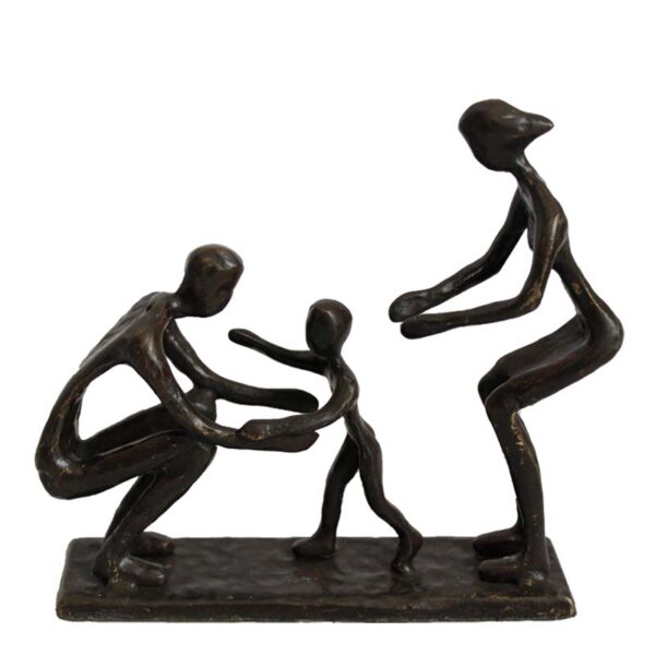Cast iron metal craft sculpture family (grey) - Image 2