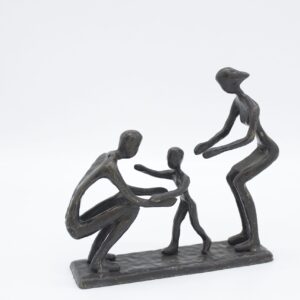 Cast iron metal craft sculpture family (grey)