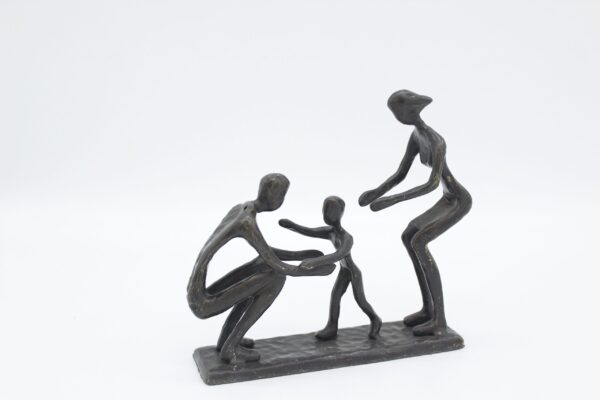 Cast iron metal craft sculpture family (grey)