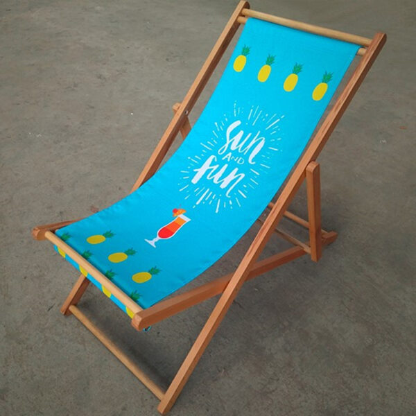 Folding comfortable wooden beach deck chair (type-3)
